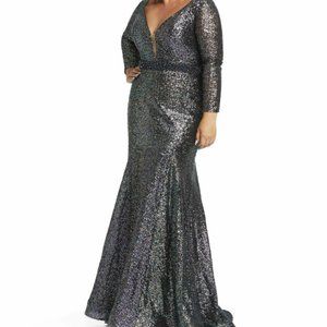 Mac Duggal Fabulouss Long Sleeve Sequined Trumpet Gown Size 16W